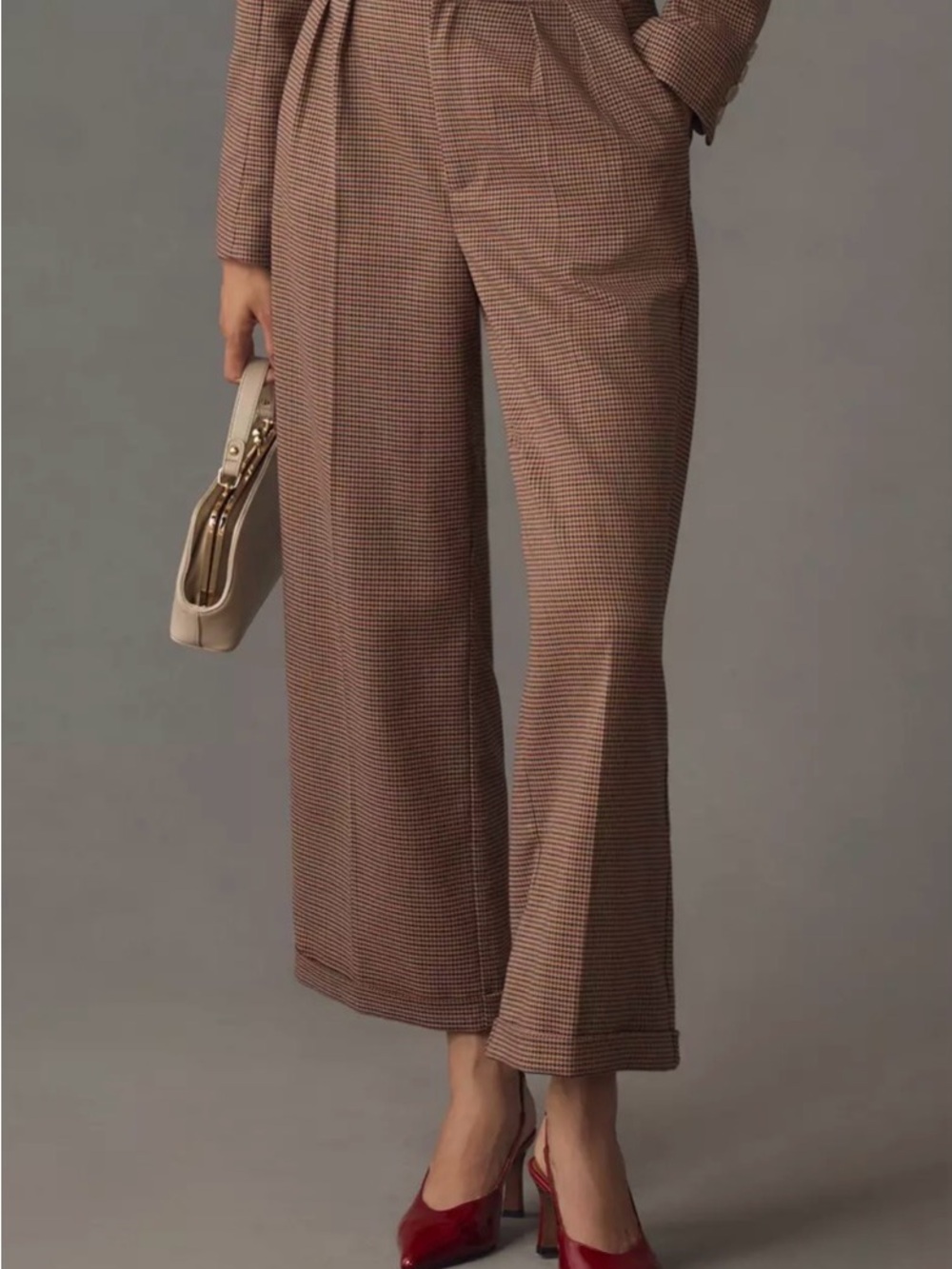 PAIGE Women’s Tan and Brown Houndstooth Dress Pants - W12